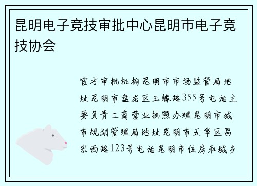 昆明电子竞技审批中心昆明市电子竞技协会